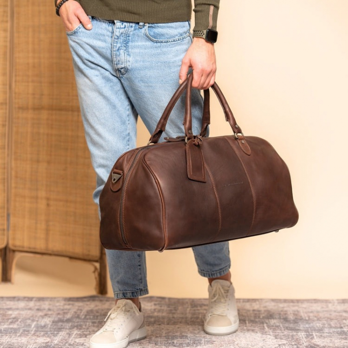 Geanta de voiaj de weekend, unisex The Chesterfield Brand, din piele naturala, William, Maro inchis [2]