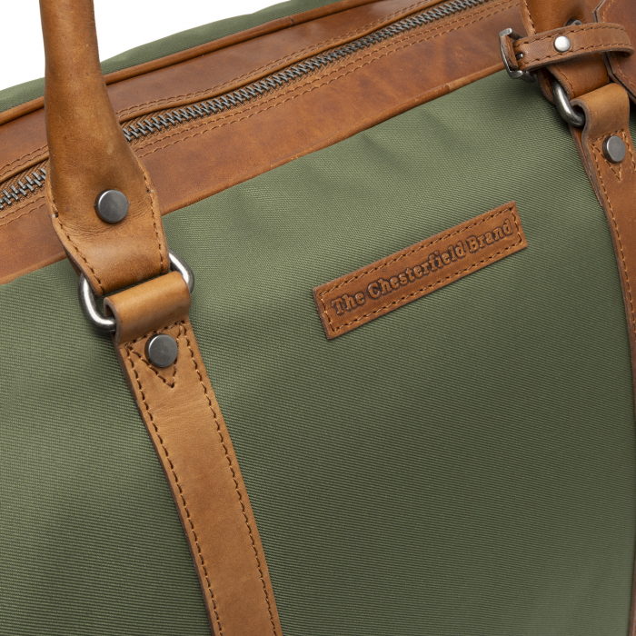 Geanta de voiaj unisex, The Chesterfield Brand, din nylon si piele, Tornio, Verde olive [3]
