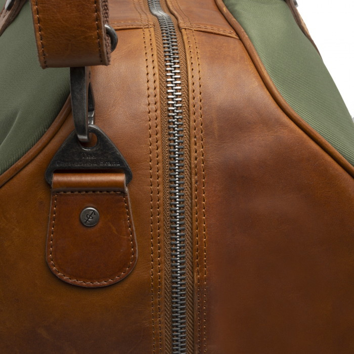 Geanta de voiaj unisex, The Chesterfield Brand, din nylon si piele, Tornio, Verde olive [4]
