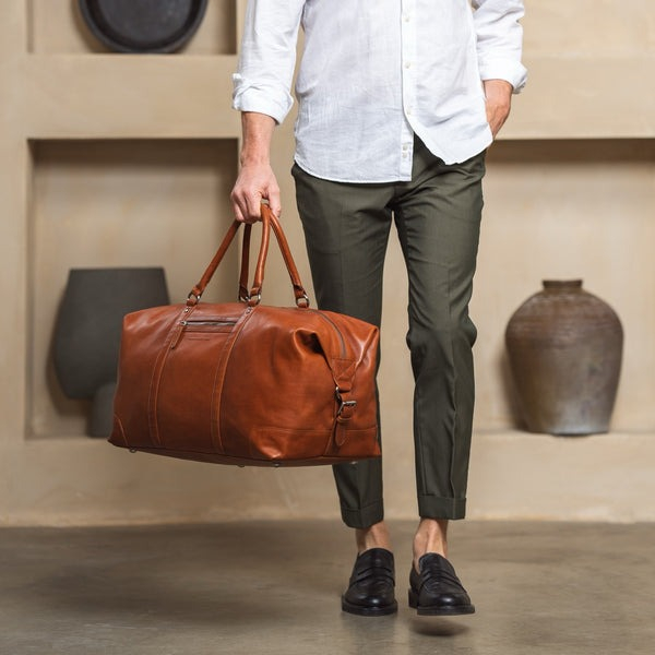Geanta de voiaj unisex The Chesterfield Brand, din piele moale, Cavoli, Maro coniac [2]