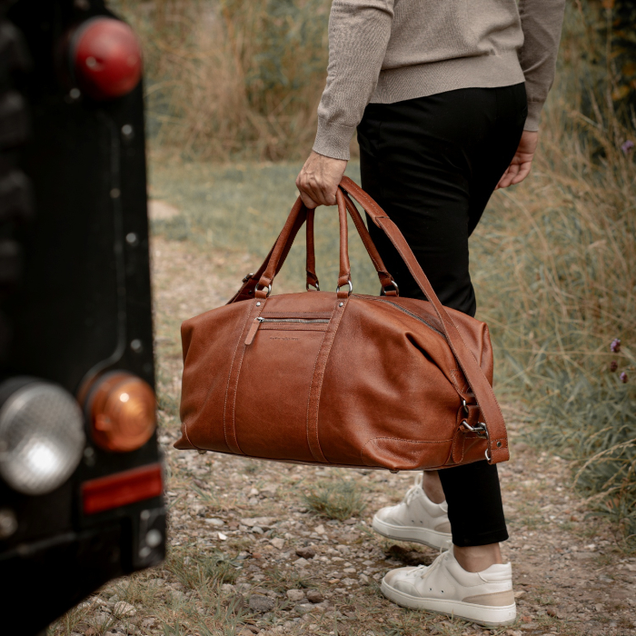 Geanta de voiaj unisex The Chesterfield Brand, din piele moale, Cavoli, Maro coniac [1]