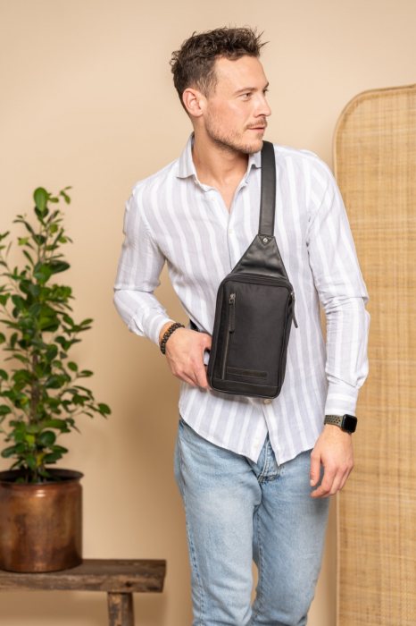 Geanta din nylon si piele, pentru barbati, The Chesterfield Brand, Salla, Negru [2]