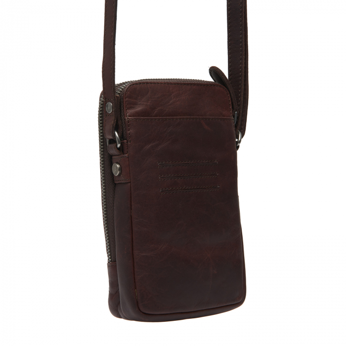 Geanta din piele naturala pentru telefon, The Chesterfield Brand, Alesund, de umar, Maro inchis [7]