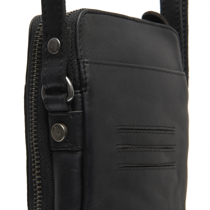 Geanta din piele naturala pentru telefon, The Chesterfield Brand, Alesund, de umar, Negru [3]