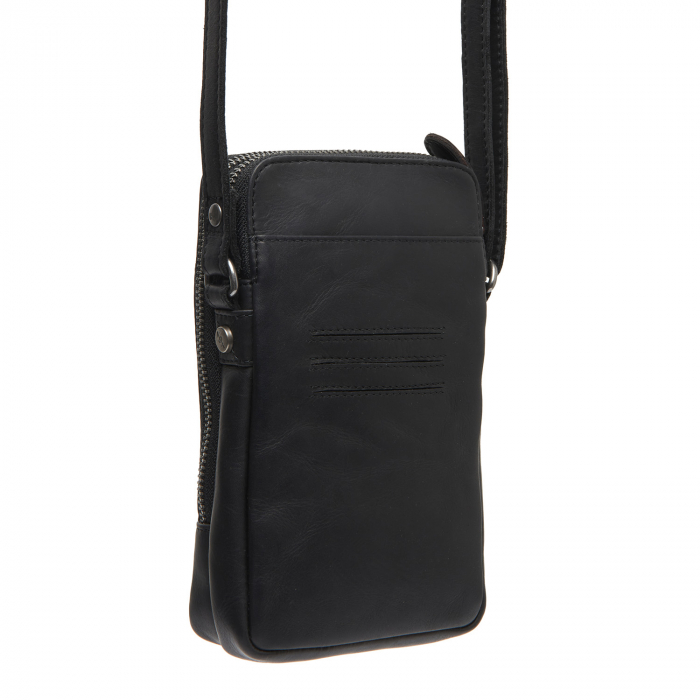 Geanta din piele naturala pentru telefon, The Chesterfield Brand, Alesund, de umar, Negru [7]