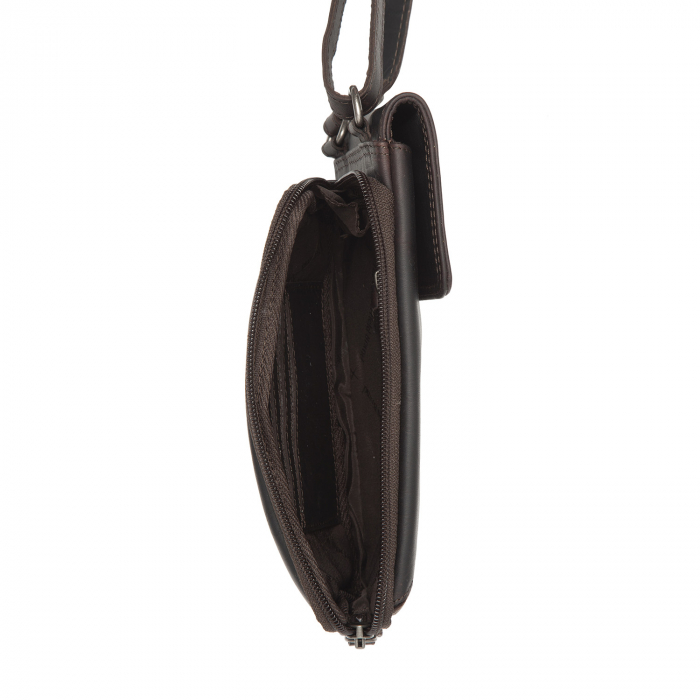 Geanta din piele naturala pentru telefon, The Chesterfield Brand, Langley, Maro inchis [5]