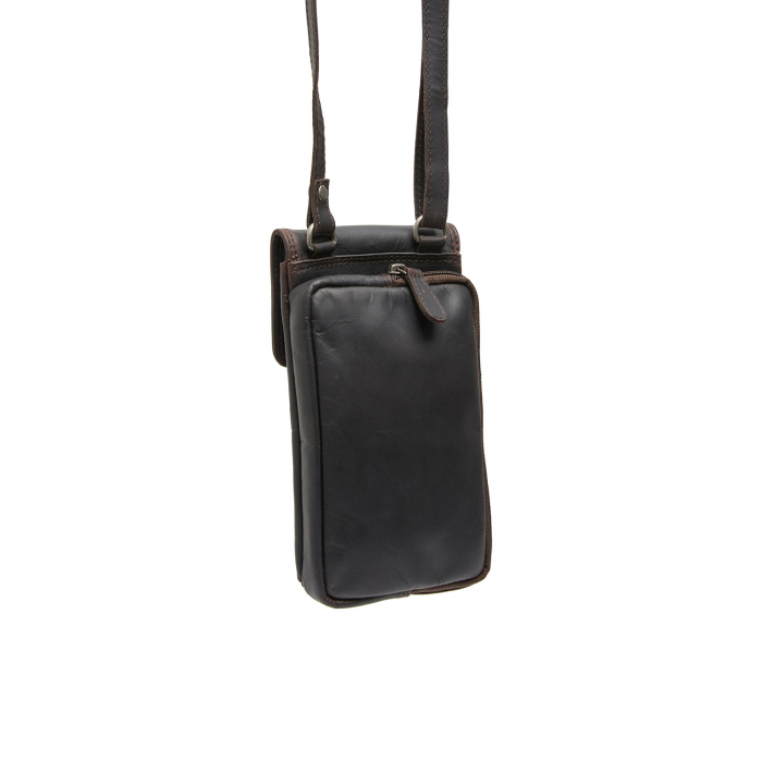 Geanta din piele naturala pentru telefon, The Chesterfield Brand, Langley, Maro inchis [7]