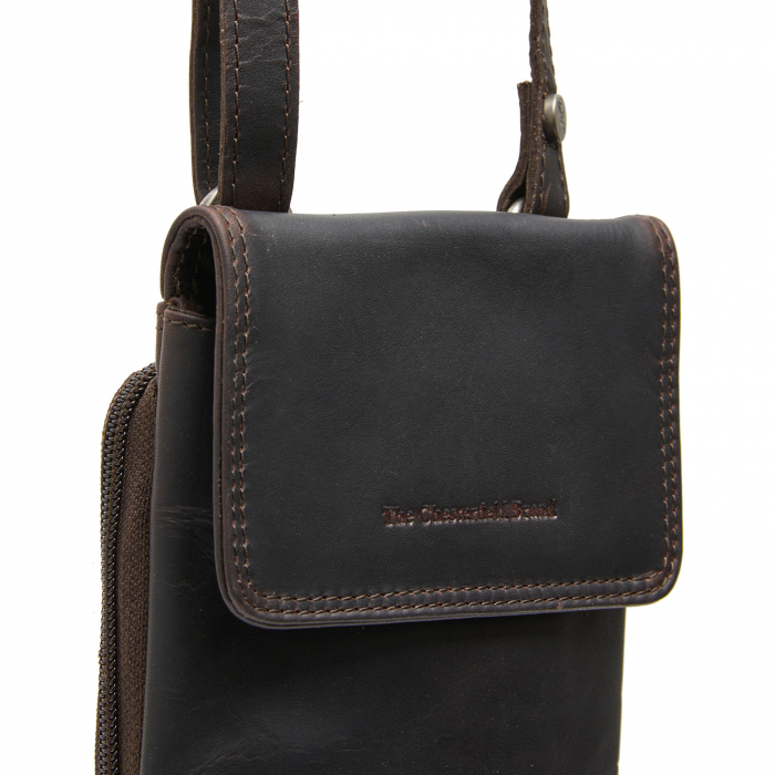Geanta din piele naturala pentru telefon, The Chesterfield Brand, Langley, Maro inchis [3]