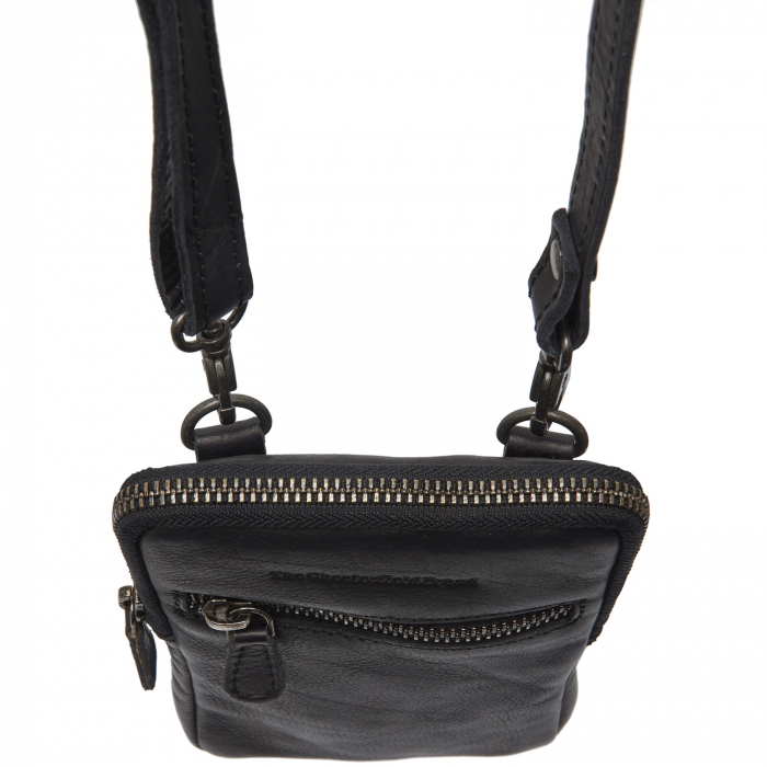 Geanta din piele naturala pentru telefon, The Chesterfield Brand, Salta, Negru [5]