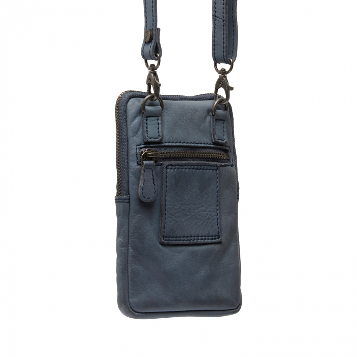 Geanta din piele naturala pentru telefon, The Chesterfield Brand, Salta, Albastru marin [7]