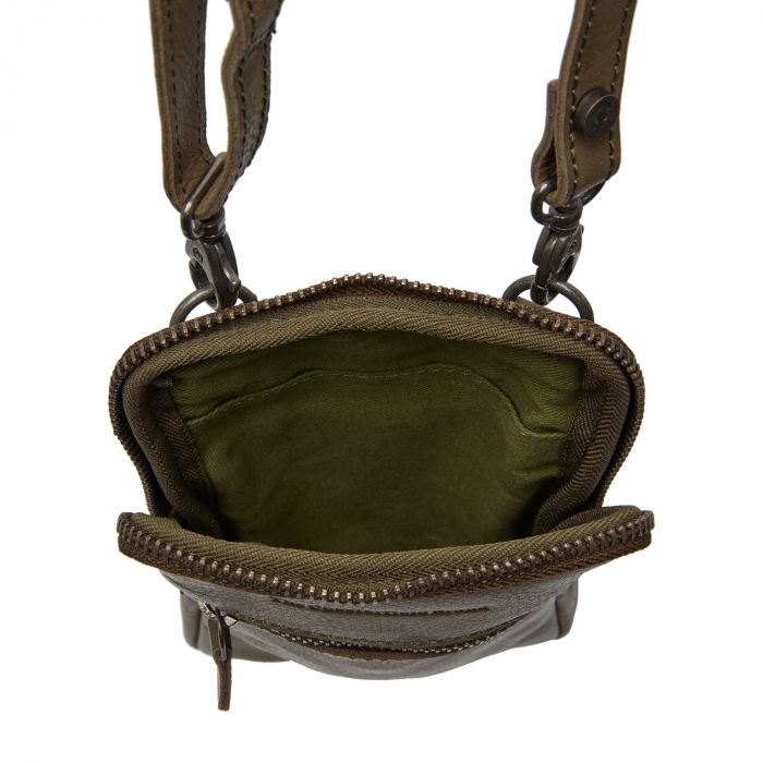Geanta din piele naturala pentru telefon, The Chesterfield Brand, Salta, Verde olive [3]