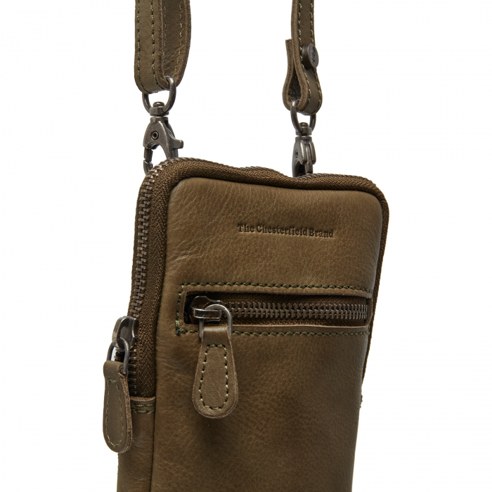 Geanta din piele naturala pentru telefon, The Chesterfield Brand, Salta, Verde olive [7]