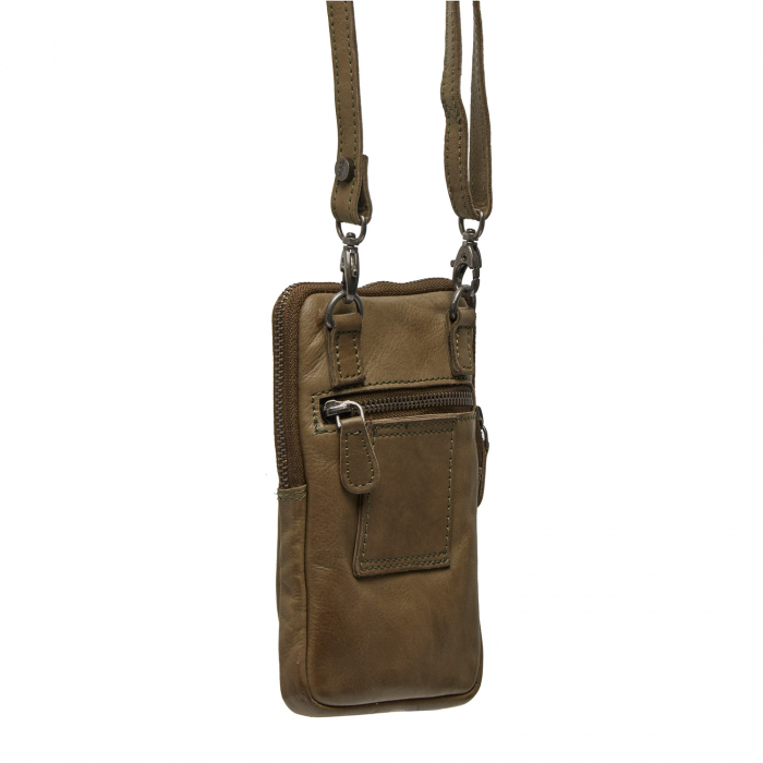 Geanta din piele naturala pentru telefon, The Chesterfield Brand, Salta, Verde olive [6]