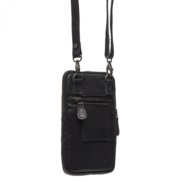 Geanta din piele naturala pentru telefon, The Chesterfield Brand, Salta, Negru [8]