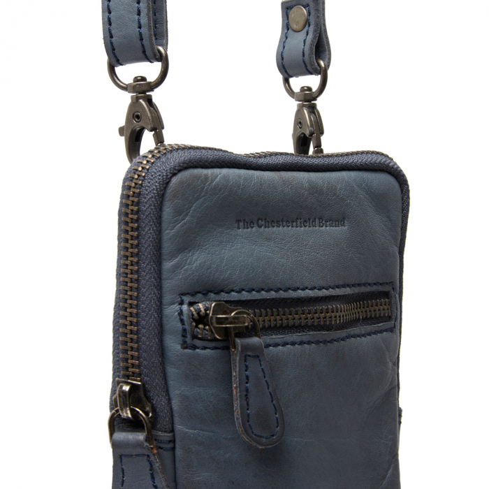 Geanta din piele naturala pentru telefon, The Chesterfield Brand, Salta, Albastru marin [4]