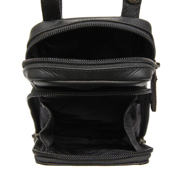 Geanta din piele naturala pentru telefon, The Chesterfield Brand, Valdes, Negru [8]