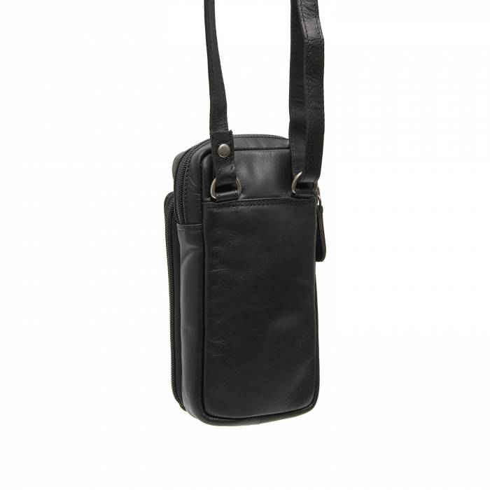 Geanta din piele naturala pentru telefon, The Chesterfield Brand, Valdes, Negru [10]