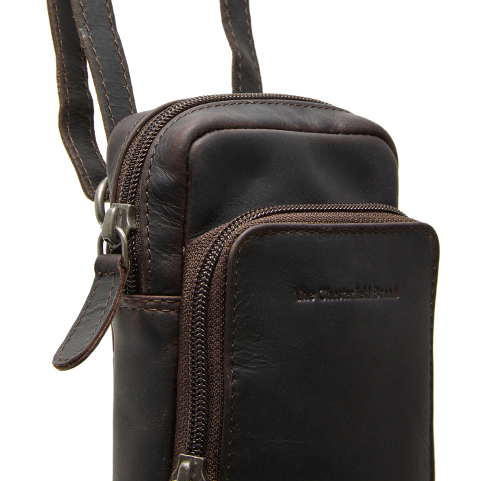 Geanta din piele naturala pentru telefon, The Chesterfield Brand, Valdes, Maro inchis [2]