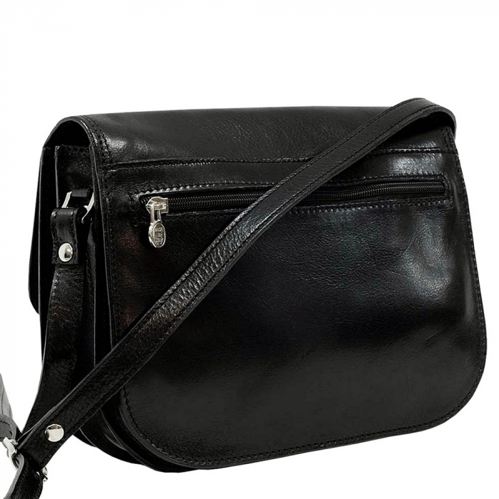 Geanta din piele vachetta, tip tolba S5513, Negru [2]
