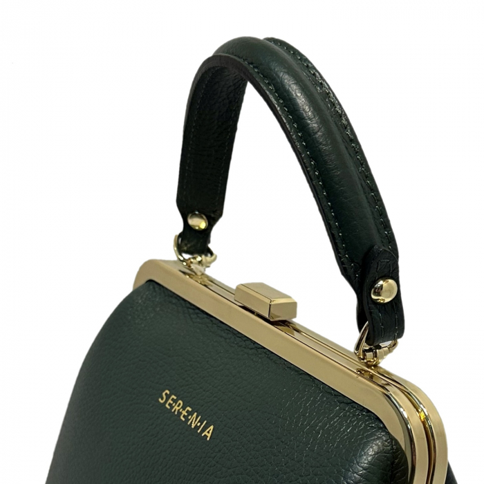 Geanta eleganta de dama, piele naturala, Noelle, Verde inchis [2]