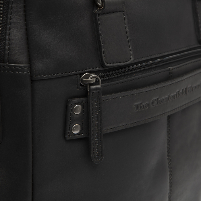 Geanta laptop din piele naturala, The Chesterfield Brand, Santiago, 14 inch, Negru [2]