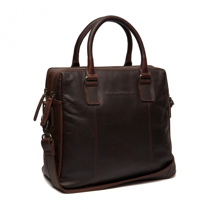 Geanta laptop din piele naturala, The Chesterfield Brand, Santiago, 14 inch, Maro inchis [3]