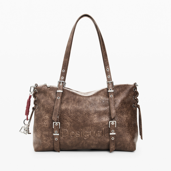 Geanta mare shopper dama, Desigual, seria Half Logo Lanuza - Maro inchis [5]