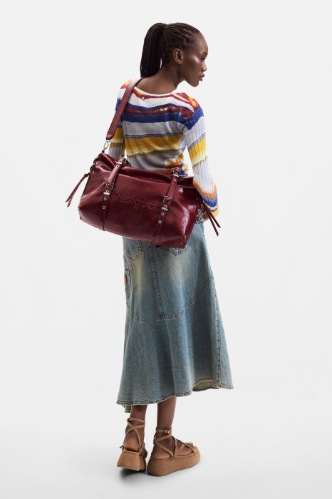 Geanta mare shopper dama, Desigual, seria Half Logo Lanuza - Visiniu [5]
