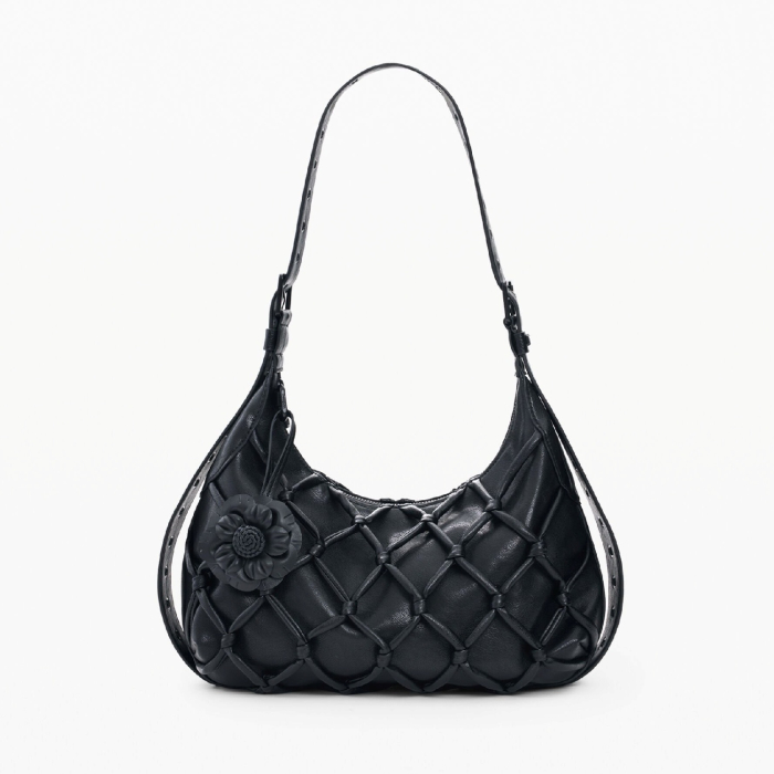 Geanta medie, de dama, de mana si umar, Desigual, Dark Blossom, Negru [6]