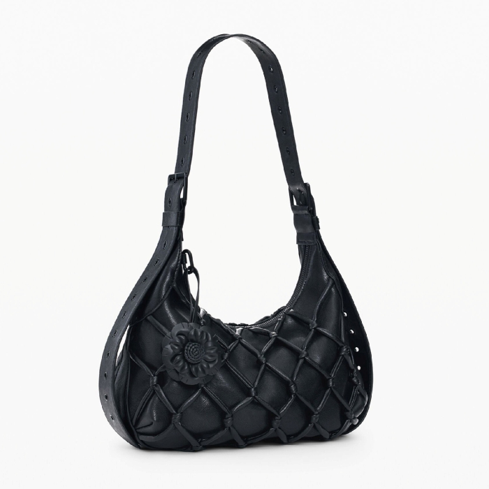 Geanta medie, de dama, de mana si umar, Desigual, Dark Blossom, Negru [2]