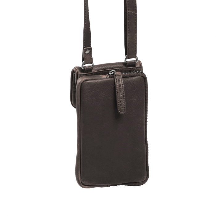 Geanta din piele naturala pentru telefon, The Chesterfield Brand, Anderson, Maro inchis [5]