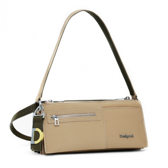 Geanta mica de dama, convertibila, de mana si umar, 3 in 1, in doua culori, Delta Nova, Bej/Verde olive [1]
