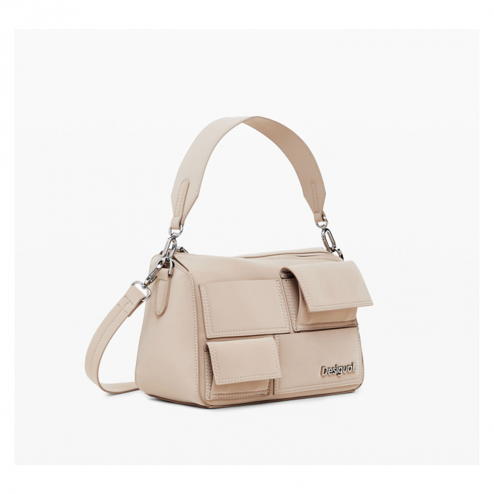 Geanta mica de dama crossbody, Desigual, seria Pocket Face Phuket Mini, Crem [7]