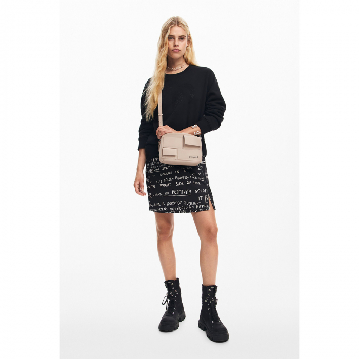 Geanta mica de dama crossbody, Desigual, seria Pocket Face Phuket Mini, Crem [6]
