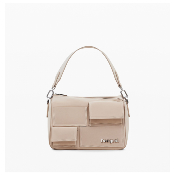 Geanta mica de dama crossbody, Desigual, seria Pocket Face Phuket Mini, Crem [5]