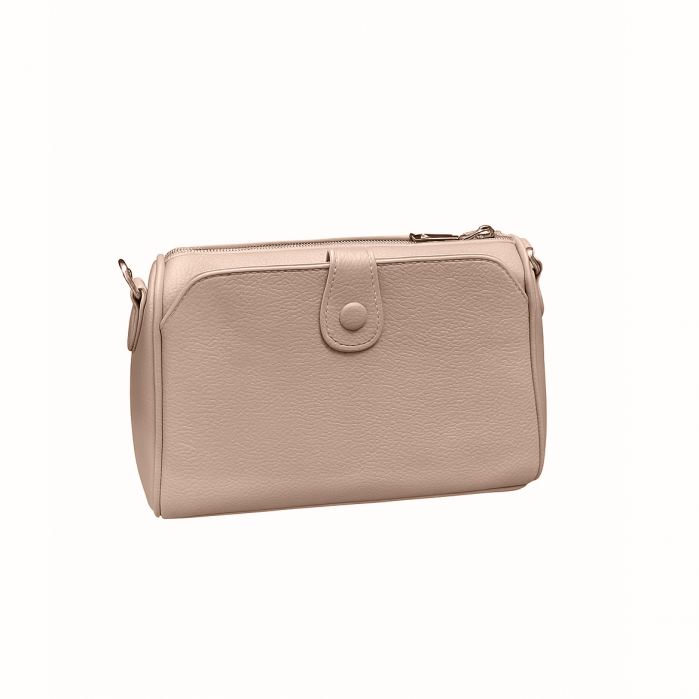 Geanta mica de dama crossbody, piele naturala, Alya, Roz pudra [2]