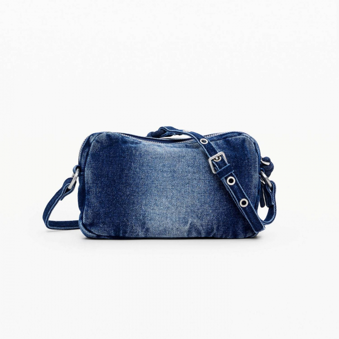 Geanta mica de dama, de mana si umar, Desigual, seria Half Logo Denim Julia , Albastru [7]