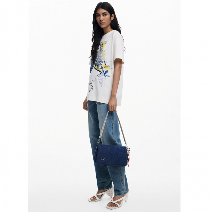 Geanta mica de dama, de mana si umar, Desigual, seria Sierra Naron Medium Flap, Albastru [6]