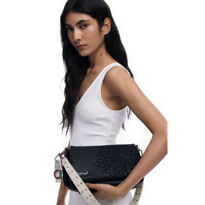 Geanta mica de dama, de mana si umar, Desigual, seria Sierra Naron Medium Flap, Negru [1]