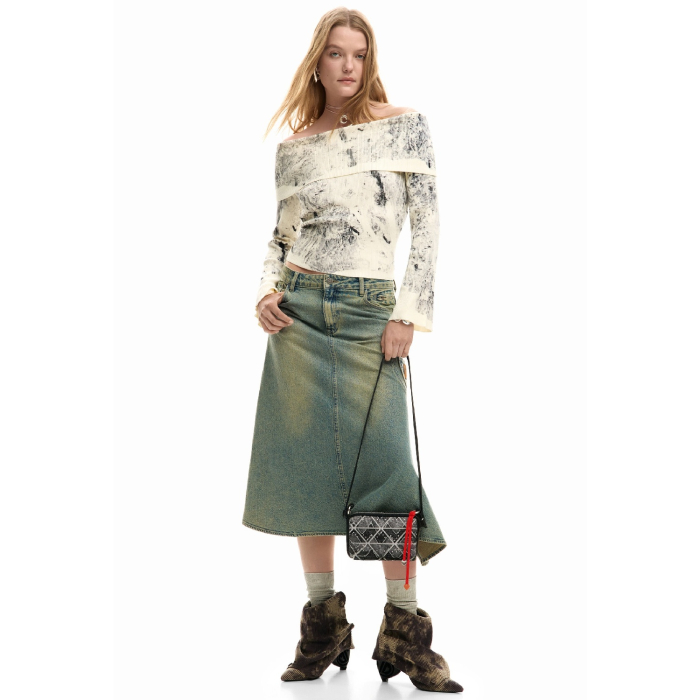 Geanta mica de dama, Desigual, Denim Zigzag, Gri [3]