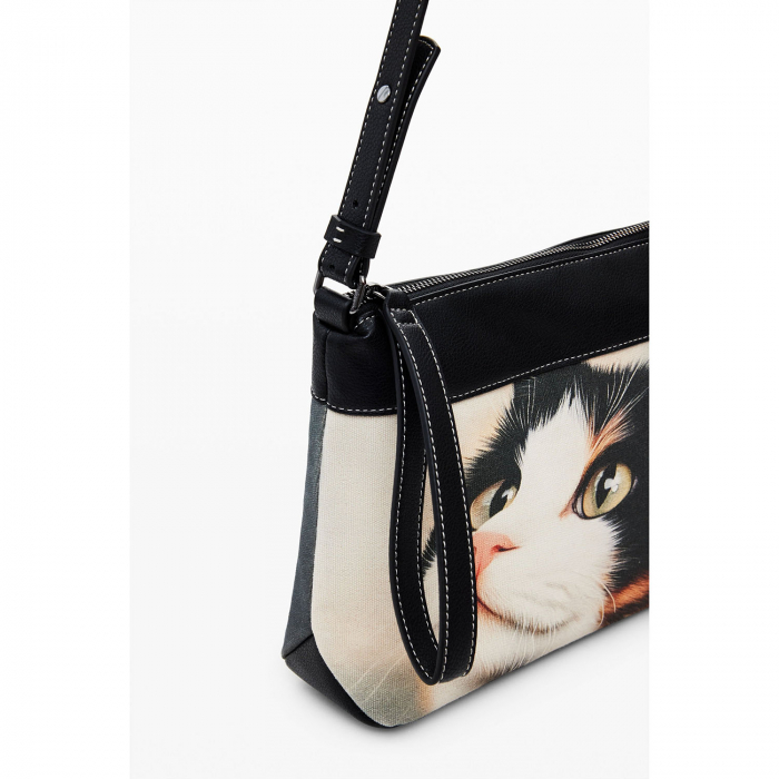 Geanta mica de dama, Desigual, seria Large Cat, Negru [4]