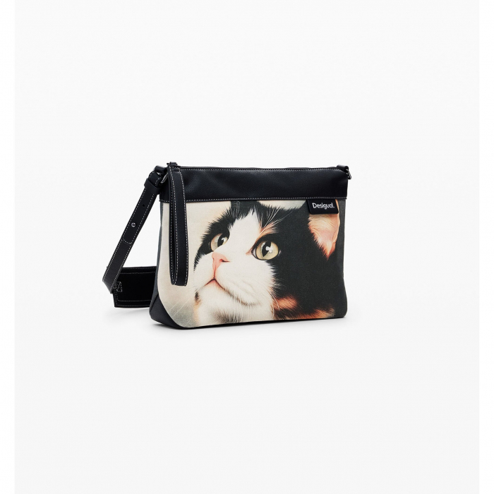 Geanta mica de dama, Desigual, seria Large Cat, Negru [2]