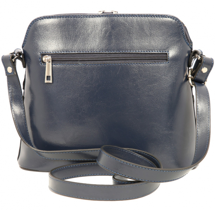 Geanta dama din piele naturala, model 239, de umar si crossbody, Bleumarin cu flori [5]