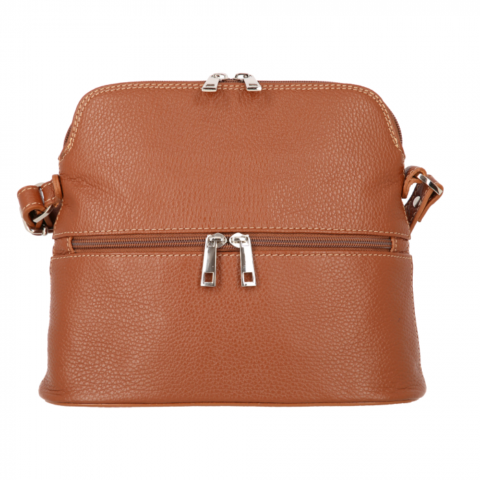 Geanta dama din piele naturala, model 239, de umar si crossbody, Maro coniac [3]
