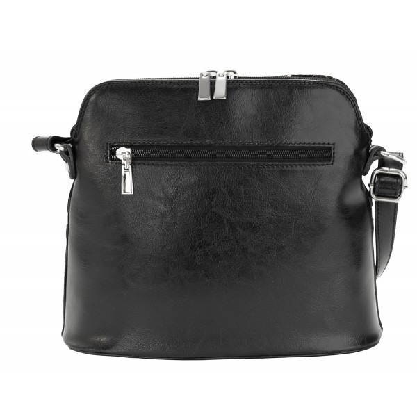 Geanta dama din piele naturala, model 239, de umar si crossbody, Negru cu flori [4]