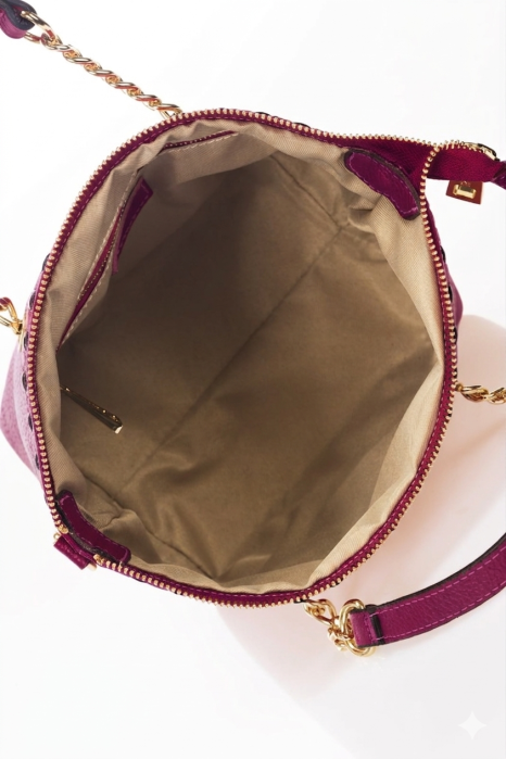 Geanta mica de dama, Massimo Castelli, din piele naturala, model 16053, Fucsia inchis [2]