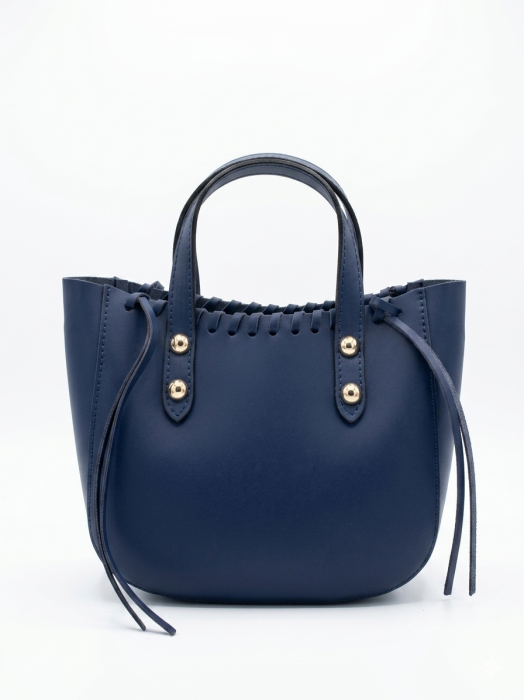 Geanta mica de mana si umar Massimo Castelli, piele naturala, Bleumarin [3]