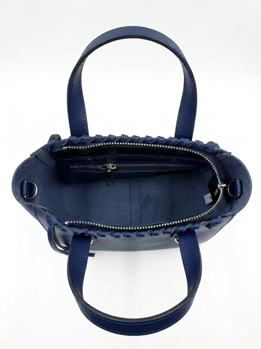 Geanta mica de mana si umar Massimo Castelli, piele naturala, Bleumarin [4]