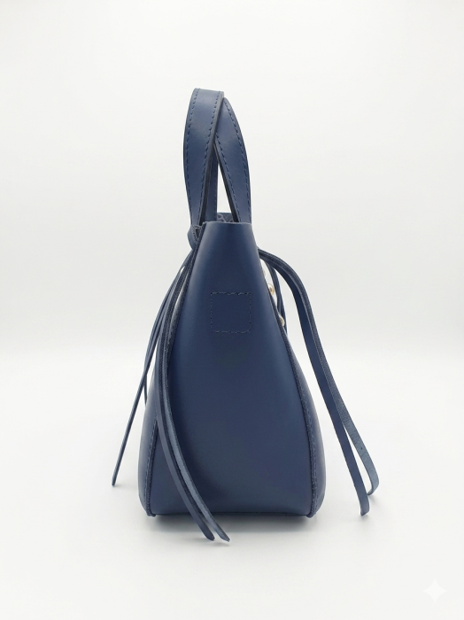 Geanta mica de mana si umar Massimo Castelli, piele naturala, Bleumarin [5]