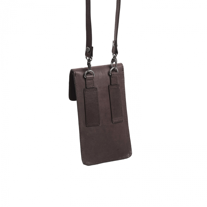 Geanta din piele naturala pentru telefon, The Chesterfield Brand, Andrea, Maro inchis [5]